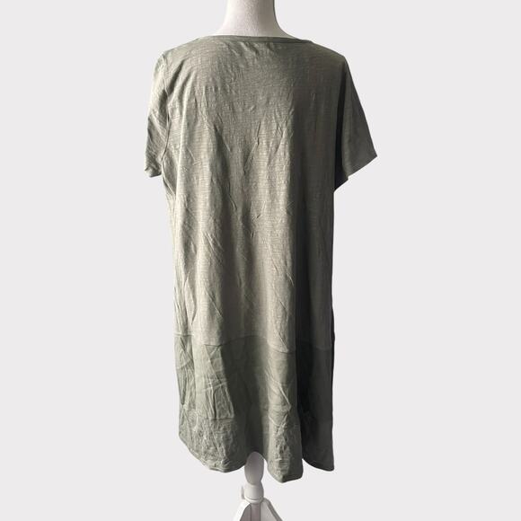 Soft Surroundings Winnie Dress Olive Green Linen Size 1X Short Sleeve Scoop - Picture 7 of 11